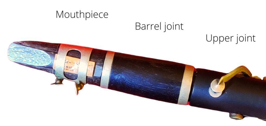 On the clarinet, the barrel is located between the mouthpiece and the upper joint. 